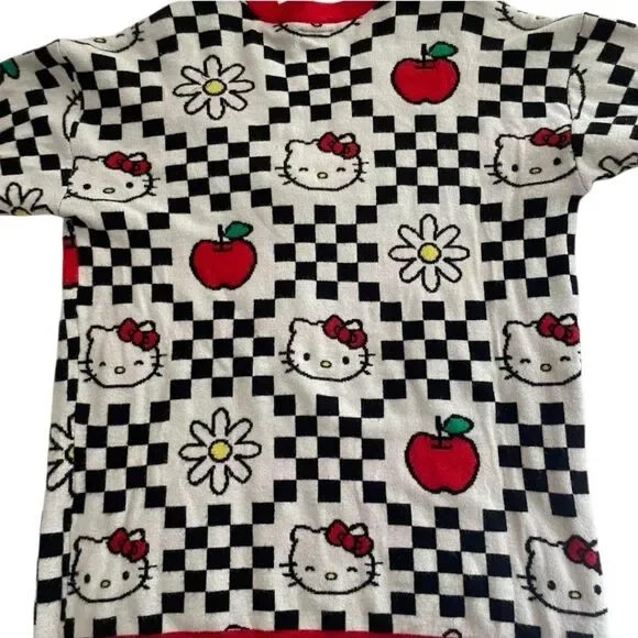 Hello Kitty Red & Black Checkered Apple & Daisies Cardigan - Picture 4 of 8